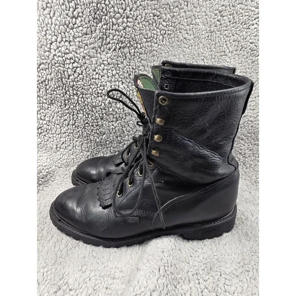 Justin 763 Men's Double Comfort Collection Black Leather Work Boots‎ sz 12 B